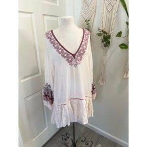 NWT Free People Ivory Drop-Waist Peasant Dress Size Small